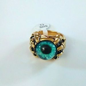 RING EYE DRAGON STAINLESS STEEL GOLD PLATED SIZE 13 & 10